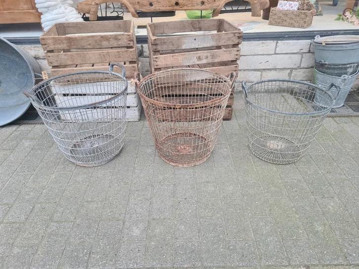 Paniers à pattates anciens en fer  - panier ocier, Jardin & Terrasse, Bacs à fleurs & Jardinières, Enlèvement