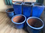 blauwe keramische potten, 25 tot 40 cm, Overige materialen, Gebruikt, Ophalen of Verzenden