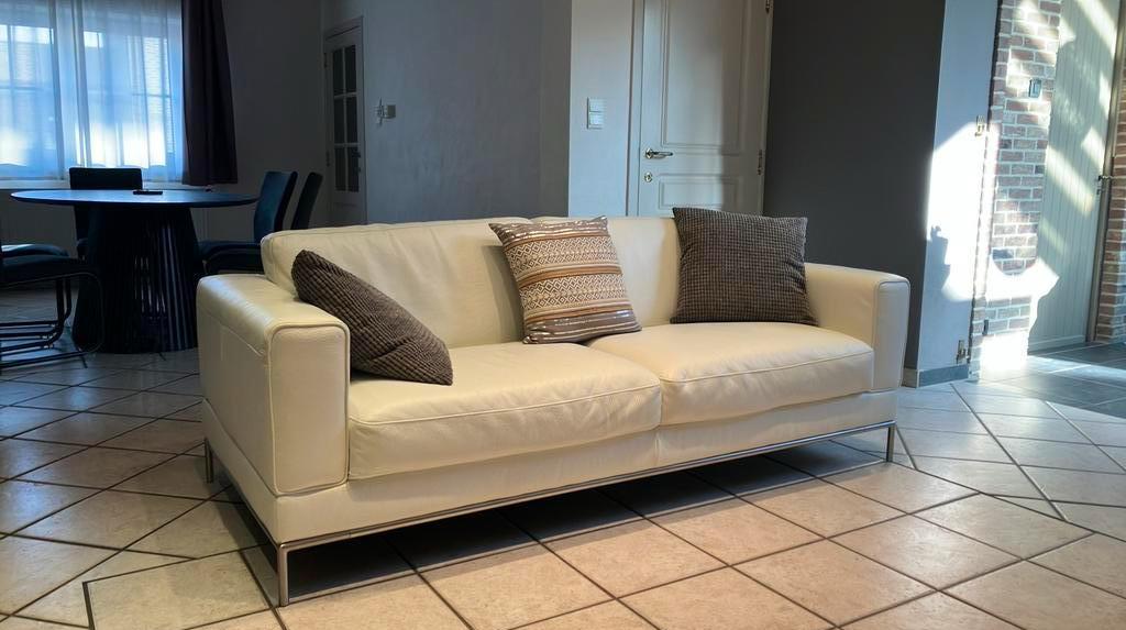 Wit lederen sofa IKEA, Ophalen, Gebruikt, Driepersoons, 200 tot 250 cm