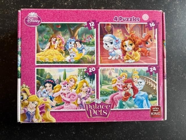 4 puzzels Disney prinsessen en huisdieren (12 tot 24 stuks), Ophalen of Verzenden