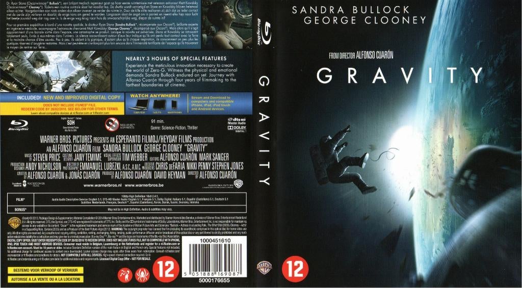 gravity (blu-ray) nieuw, Ophalen of Verzenden, Zo goed als nieuw, Science Fiction en Fantasy