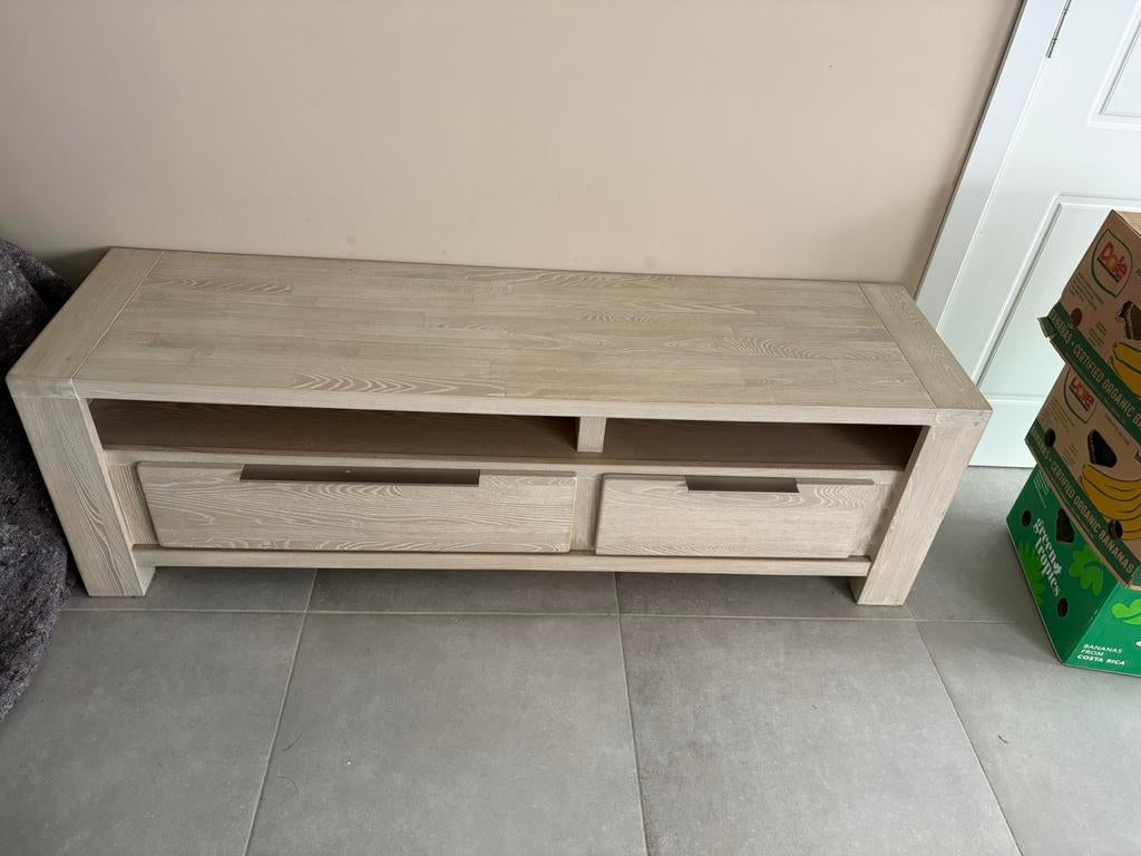 Dringend weg: Houten Tv meubel, klein tafeltje en salontafel, Ophalen, Gebruikt, 50 tot 75 cm, Eikenhout