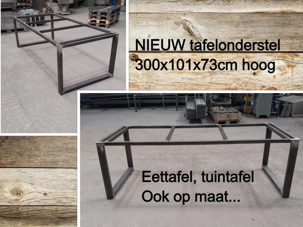 Nieuw stalen tafelonderstel 3 m lang - tuintafel - eettafel, Ophalen, Nieuw, Rechthoekig, Metaal