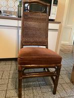 Stoel met stof Klassiek-modern 6 stuk rotan/bamboe, Huis en Inrichting, Stoelen, Ophalen, Bruin, Zo goed als nieuw, Rotan/bamboe