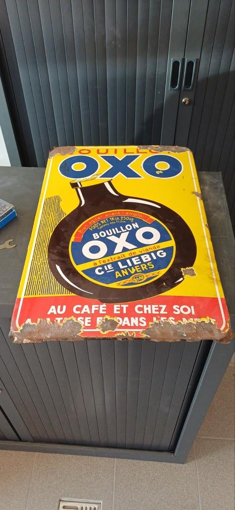 Emaille reclamebord oxo, Ophalen of Verzenden, Reclamebord