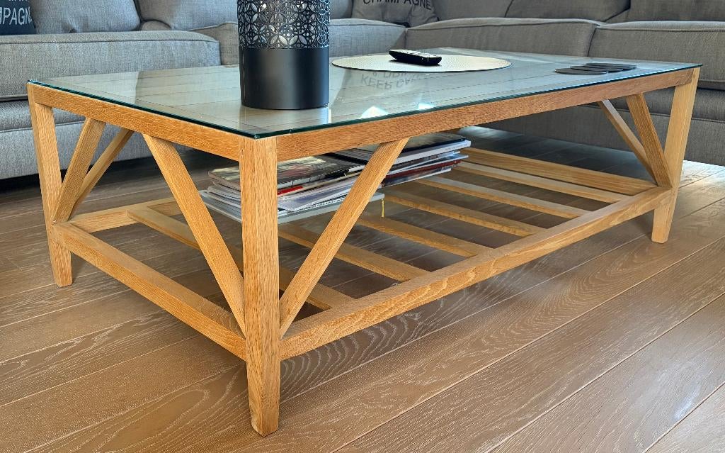 salontafel + 2 bijzettafels Flamant, Ophalen, 50 tot 100 cm, Eikenhout, 50 tot 100 cm