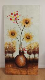 Verfbord met textuur - Trio van zonnebloemen, Ophalen