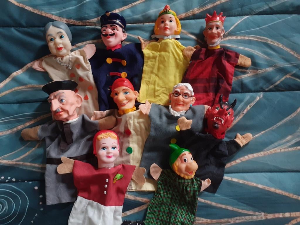 Retro handpoppen poppenkastpoppen ( H ), Verzamelen, Poppen, Ophalen of Verzenden