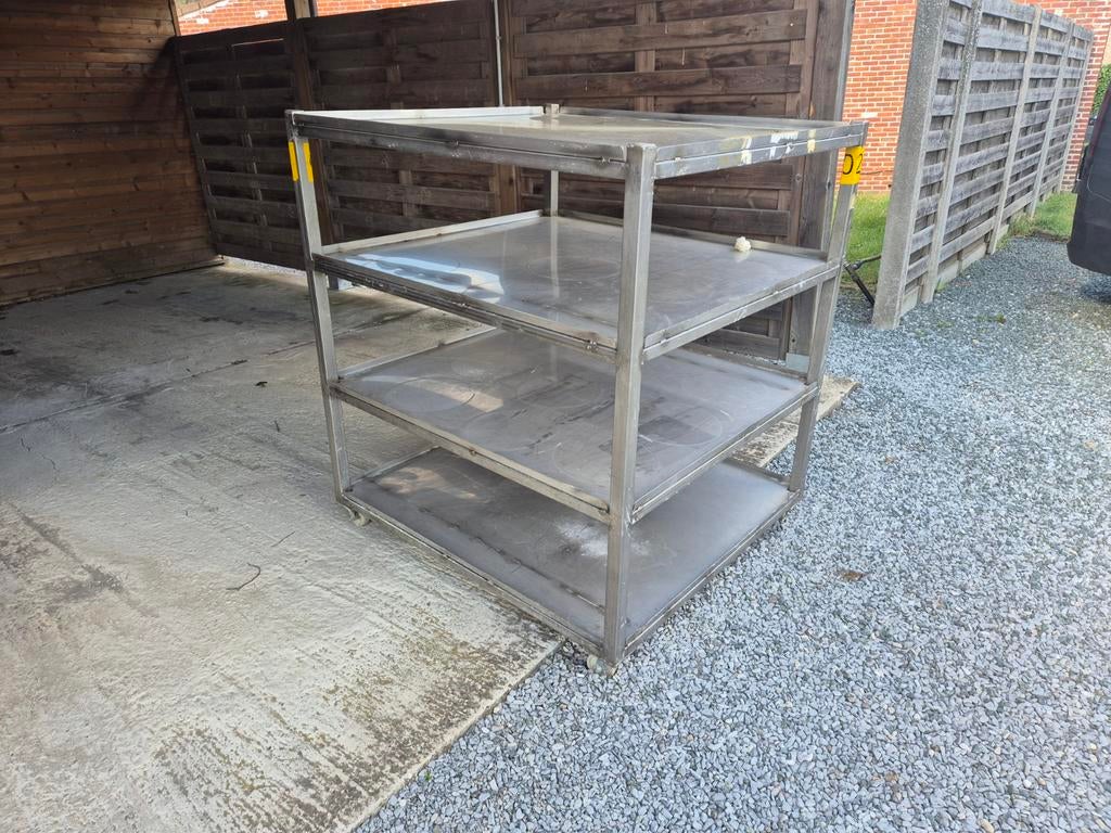 Inox RVS magazijn rek op wielen, Ophalen