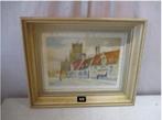 Mooi Geschilderd Aquarel 'Op de Grote Markt' - gesigneerd, Antiek en Kunst, Ophalen of Verzenden