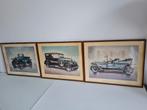 3 mooi ingekaderde prenten oldtimers:Opel/Ferris/Rolls-Royce, Ophalen of Verzenden