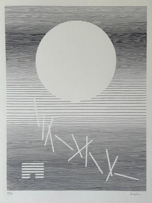 Michel SEUPHOR - Geometrie - Orig. lithografie - 75 x 55 cm, Antiek en Kunst, Kunst | Litho's en Zeefdrukken, Ophalen of Verzenden