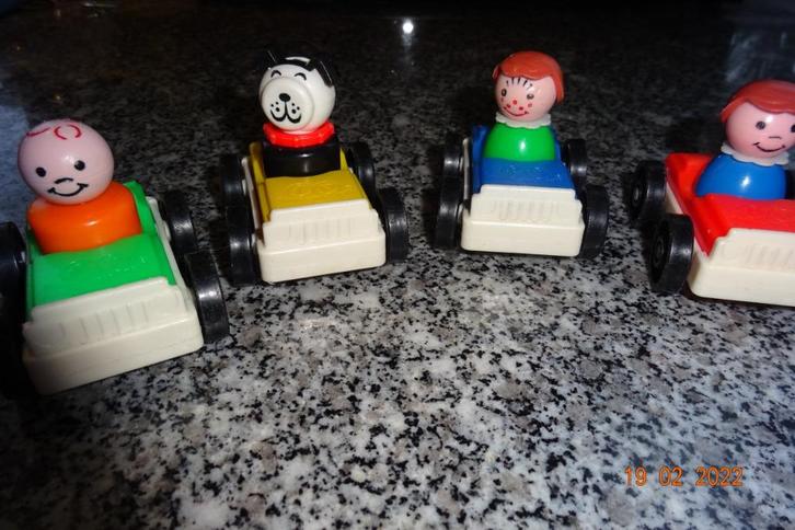 Fisher price,set 4 autootjes-popjes*VINTAGE*, Kinderen en Baby's, Speelgoed | Fisher-Price, Ophalen of Verzenden