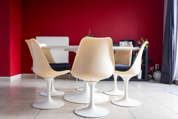 6x Tulip stoelen – Saarinen stijl – retro (zonder tafel), Huis en Inrichting, Stoelen, Gebruikt, Vijf, Zes of meer stoelen, Kunststof