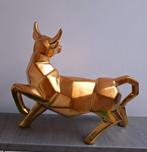Goudkleurige kubistische Bull in Keramiek., Ophalen of Verzenden