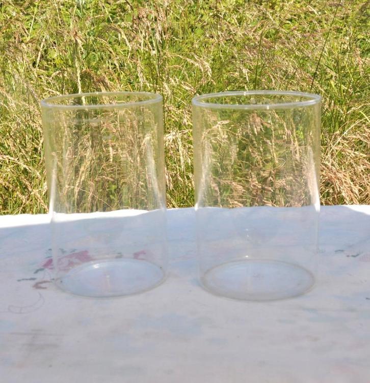 paire de vases cylindique en verre transparent, Huis en Inrichting, Woonaccessoires | Vazen, Zo goed als nieuw, Glas, Ophalen of Verzenden