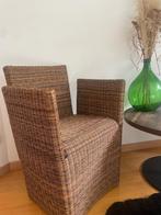 Rotan 4 stuks eetkamerstoelen design wood wood &co, Ophalen, Design / landelijk, 50 tot 75 cm, Vierkant