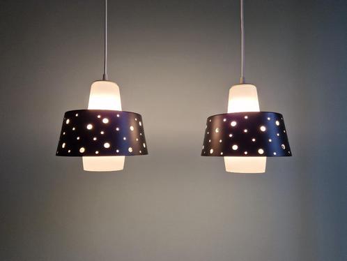 Duo Scandinavische opaline hangers, jaar 6, Antiek en Kunst, Antiek | Verlichting, Ophalen of Verzenden
