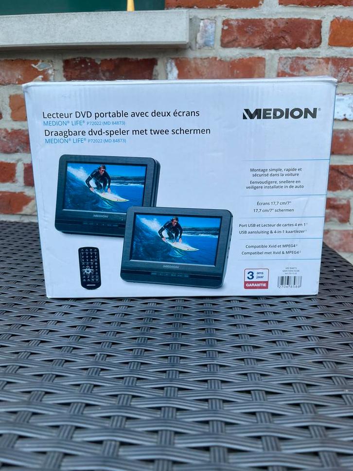 Medion draagbare DVD-speler met 2 schermen, Audio, Tv en Foto, DVD spelers, Zo goed als nieuw, Dvd-speler, Overige merken, Draagbaar