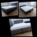 Boxsprings 140x200 gratis LEVERING+matras €200 0488790706, Ophalen, Gebruikt, Bruin, Tweepersoons