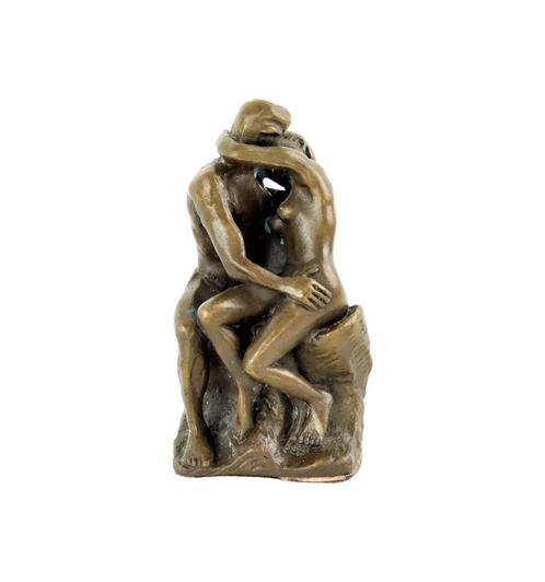 Brons Beeld Sculptuur Miniatuur De Kus Rodin Frankrijk 12cm, Antiquités & Art, Antiquités | Bronze & Cuivre, Bronze, Enlèvement ou Envoi