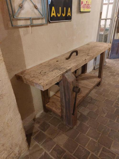relatief korte werkbank 210 cm lang, Antiek en Kunst, Curiosa en Brocante, Ophalen