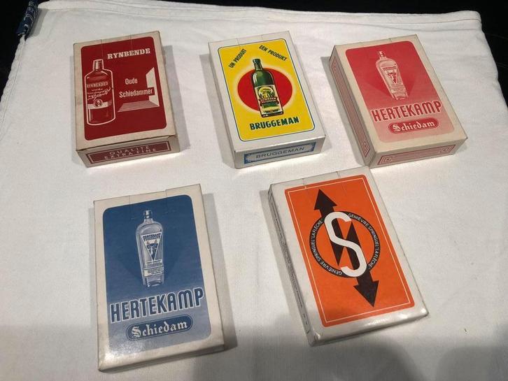 jenever hertekamp/schiedam/rynbende/bruggeman/la flèche, Verzamelen, Speelkaarten, Jokers en Kwartetten, Zo goed als nieuw, Speelkaart(en)