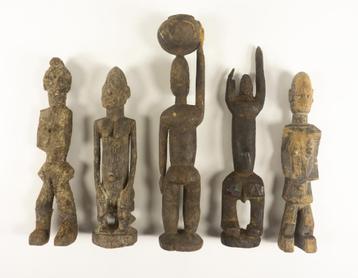 Afrikaanse kunst - 5 oude beeldjes van Dogon / Tellem - Mali