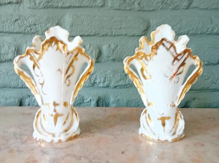 Koppel Cornet vazen 'Vieux Bruxelles' - Doré - getekend, Antiek en Kunst, Antiek | Vazen, Ophalen of Verzenden