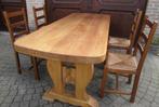 eiken tafel en 4 eiken stoelen, Huis en Inrichting, Tafels | Eettafels, Ophalen, Gebruikt, Eikenhout, 50 tot 100 cm