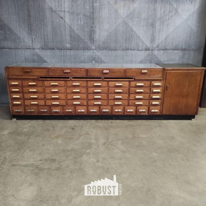 Apothekerstoonbank | Grote Vintage Toonbank met lades, Huis en Inrichting, Kasten | Ladekasten, Zo goed als nieuw, Minder dan 100 cm