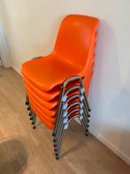 6 stoelen met oranje kunststof zitting, Ophalen, Kunststof, Overige kleuren, Nieuw