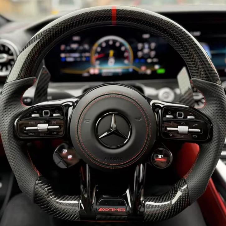 Mercedes custom stuur rood leer carbon DIK AMG, Auto-onderdelen, Besturing, Mercedes-Benz, Nieuw, Ophalen of Verzenden