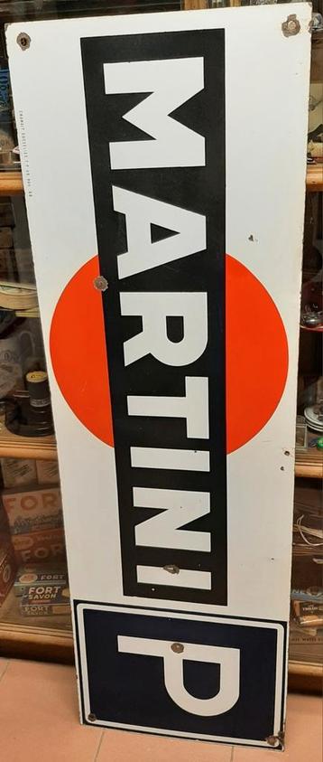 Plaque émaillée 1968 Martini parking Jenever museum Hasselt, Enlèvement, Utilisé, Panneau publicitaire