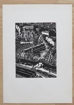 Houtsnede Frans Masereel: ANTWERPEN - de dokken, Antiquités & Art, Art | Eaux-fortes & Gravures, Envoi