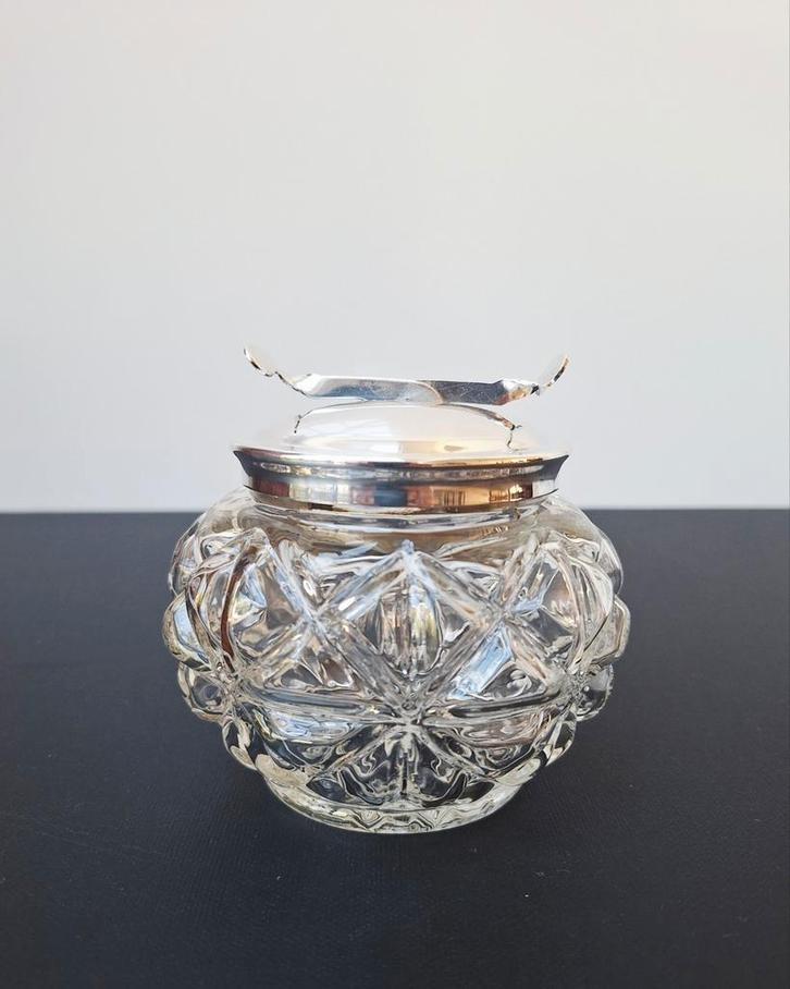 Art deco Franse suikerpot met grijper verzilverd, Antiek en Kunst, Antiek | Zilver en Goud, Ophalen of Verzenden