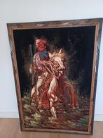 Indiaan geschilderd op zwart veloursdoek!68x100 cm!, Ophalen