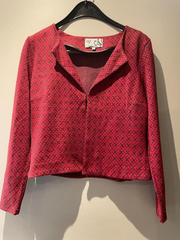 Bordeauxrood vestje E5-mode L, Kleding | Dames, Jasjes, Kostuums en Pakken, Gedragen, Jasje, Maat 42/44 (L), Rood, Ophalen of Verzenden