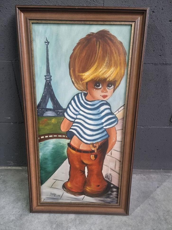 Schilderij ´ Big eye art´, Antiek en Kunst, Kunst | Schilderijen | Klassiek, Ophalen