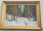 Huile sur toile sous bois enneigé signe John c l philips, Antiek en Kunst, Kunst | Schilderijen | Klassiek, Ophalen