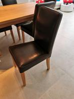 tafel eik blank ongeveer 90x140 en 6 lederen stoelen, Huis en Inrichting, Stoelen, Ophalen, Zo goed als nieuw, Hout, Vijf, Zes of meer stoelen