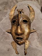 Masque en bronze ancien côte d ivoire, Comme neuf, Enlèvement