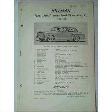 Hillman Minx Vraagbaak losbladig 1953-1954 #1 Nederlands