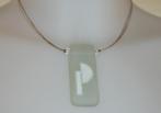 Choker ketting 4 staaldraden, matglazen hanger met P-letter, Handtassen en Accessoires, Kettingen, Met hanger, Ophalen of Verzenden