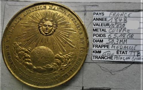 Token National Agricultural Academy Paris in 1830, reconst.1, Postzegels en Munten, Penningen en Medailles, Overige materialen