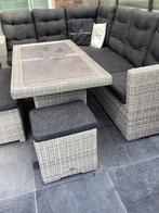 Taupe lounge set met zwarte kussens, Enlèvement, Comme neuf