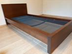 Bed Auping vlakke spiraalbodem met Ikea Malm bedframe, Enlèvement, Comme neuf, Une personne, Brun