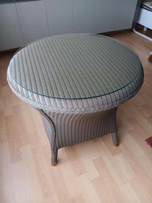 Salontafel - bijzettafel met glasplaat (ROTAN), Huis en Inrichting, Tafels | Salontafels, Zo goed als nieuw, 50 tot 75 cm, 50 tot 100 cm