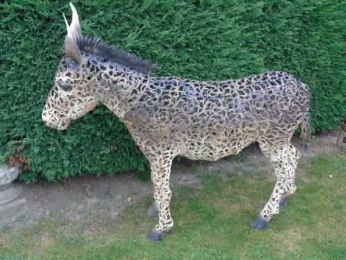 Ezelsbeeld in smeedijzeren kleuren natuurlijke grootte, Tuin en Terras, Tuinbeelden, Nieuw, Dierenbeeld, Metaal, Ophalen