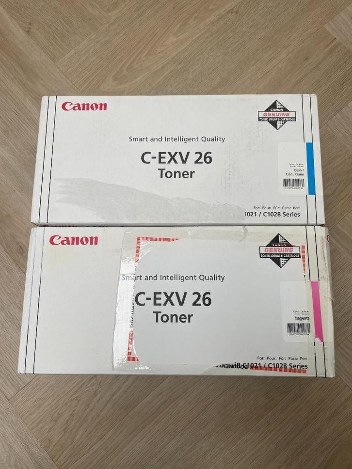 2 toners Canon C-EXV 26 cyan en magenta voor iR C1021/C1028, Computers en Software, Printerbenodigdheden, Nieuw, Toner, Ophalen of Verzenden